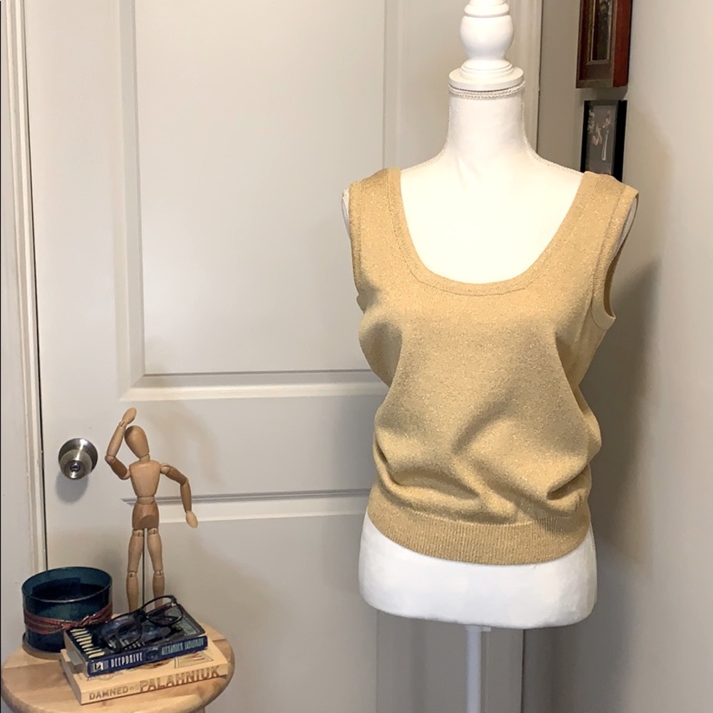 St John Sweater Tank Gold SZ L